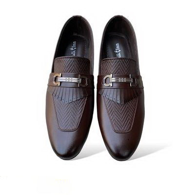 Men's Leather Crocodile Formal Shoes - Brown