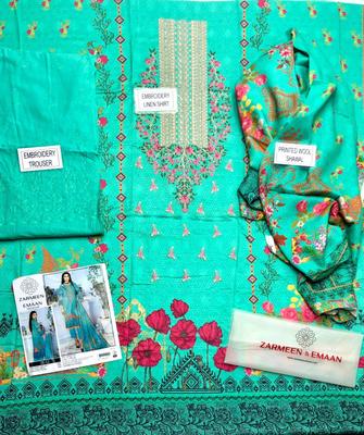 Elegant Linen Printed Suit - 3 Piece Unstitched | Winter Collection