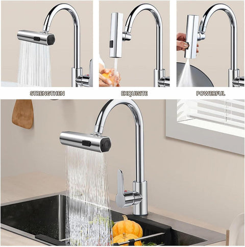 Silver Tap Faucet Extender - 1 Pc for Stylish Kitchen Functionality