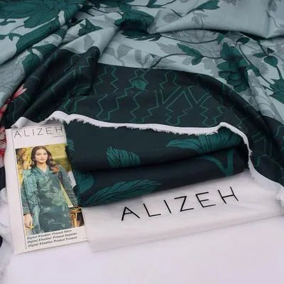 3 Pcs Women's Unstitched Printed Suit - Khaddar Green