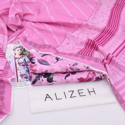 3 Pcs Women's Unstitched Printed Suit - Pink Khaddar