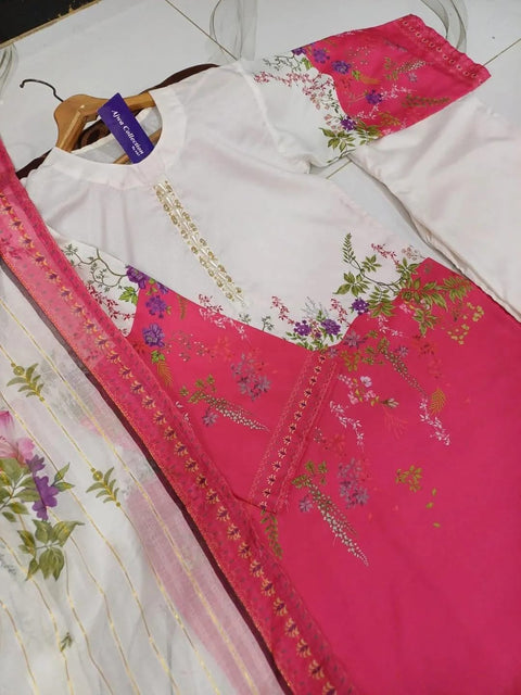 Elegant Swiss Voile Printed Suit - 3 Piece Stitched