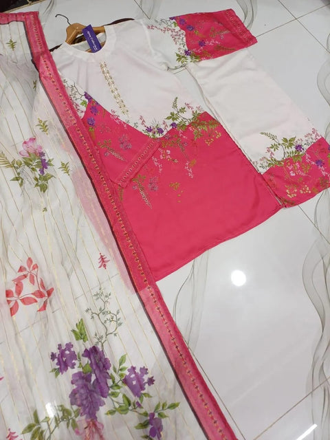 Elegant Swiss Voile Printed Suit - 3 Piece Stitched