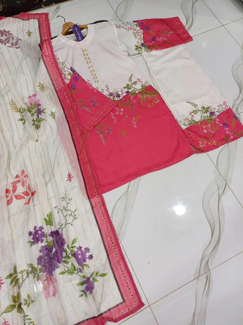 Elegant Swiss Voile Printed Suit - 3 Piece Stitched